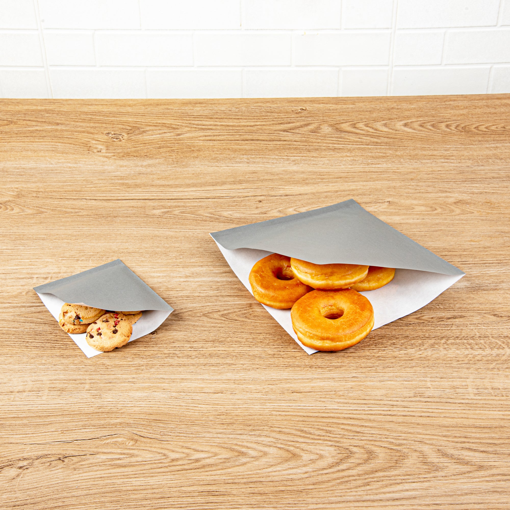 Greaseproof Small Double Open Paper Bags - 6 1/4 x 4 3/4 Inches - 100 Count Box (Ideal for Bakery, Takeout & Food Storage)