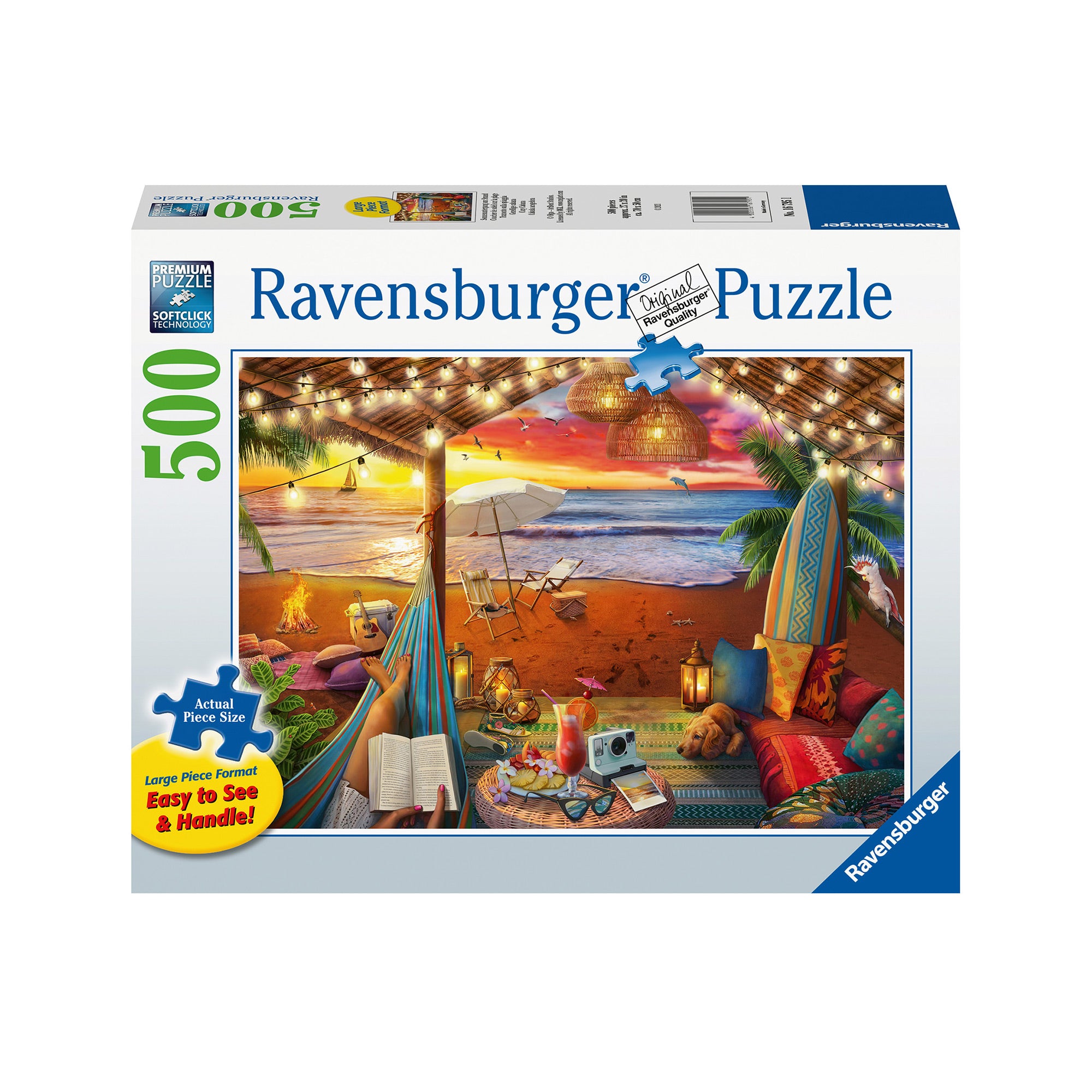 500-Piece XXL Jigsaw Puzzle - Cozy Cabana Beach Scene - Perfect for Family Bonding, Relaxation & Home Decor