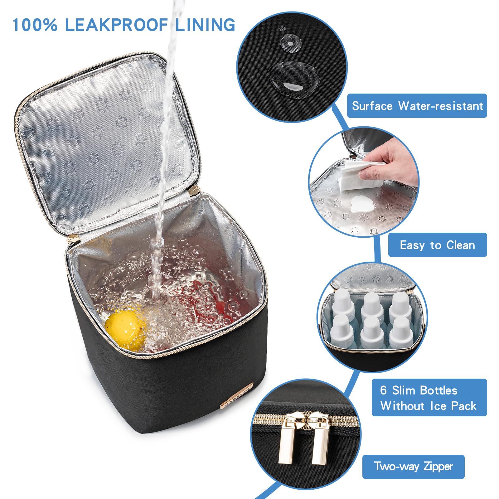 Insulated Breastmilk Cooler Bag with Ice Pack - Holds 4 Baby Bottles (Up to 9oz) - Perfect for Nursing Moms, Daycare & Travel - Portable Milk Storage Solution for Work, Park & On-the-Go - Black