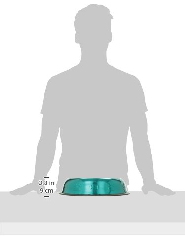 Premium Non-Tip Stainless Steel Dog Bowl for Large Breeds - Platinum Pets Caribbean Teal X-Large - Durable Pet Food & Water Dish for Indoor/Outdoor Use