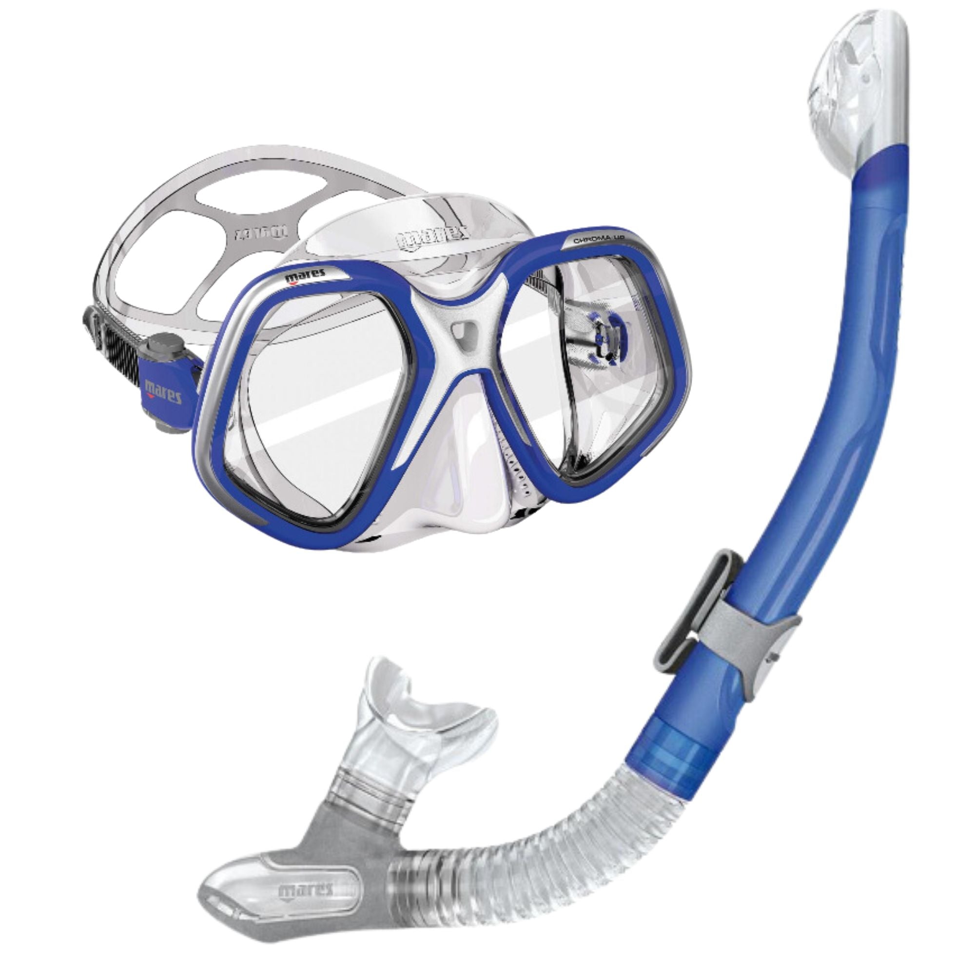 Mares Chroma Up Dive Mask & Ergo Dry Snorkel Set - Professional Snorkeling Gear for Scuba Diving, Freediving & Beach Vacations