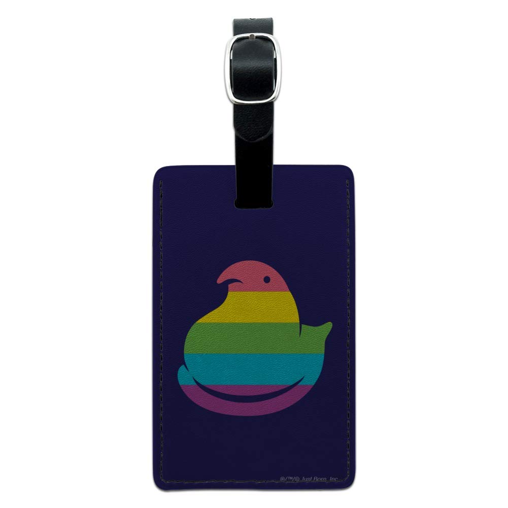 Colorful Rainbow Striped Leather Luggage Tag - Durable Rectangle ID Card Holder for Suitcases, Carry-On Bags & Travel Accessories - Perfect for Airports, Business Trips & Vacation Identification