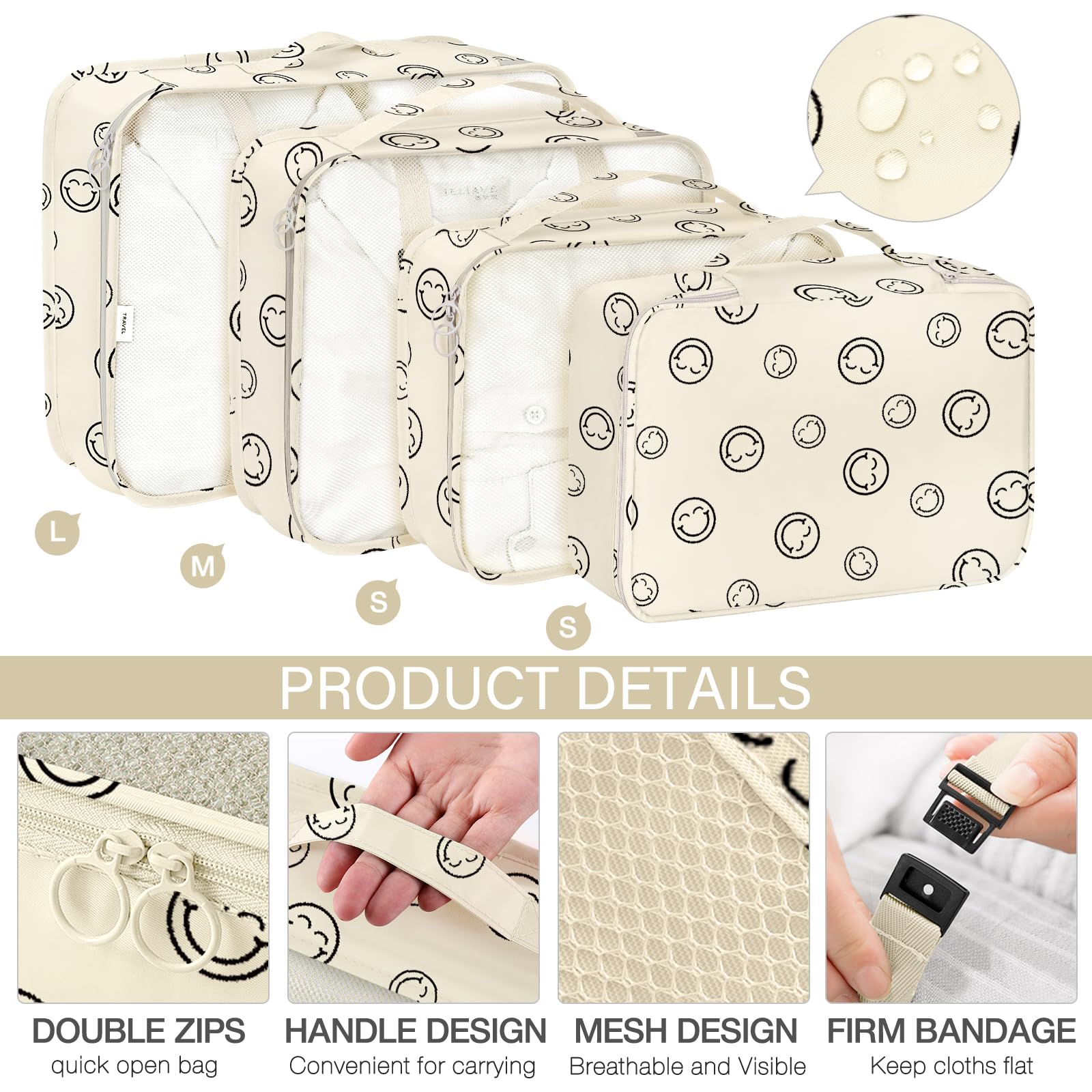 KPX Packing Cubes for Travel - 4-Piece Set, Lightweight Luggage Organizers with Toiletry Bag for Clothes, Shoes & Cosmetics | Perfect for Business Trips, Vacations & Weekend Getaways