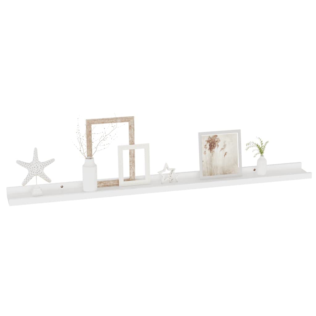 SKM Floating Wall Shelves Set of 2 - White Wooden Shelves 39.4