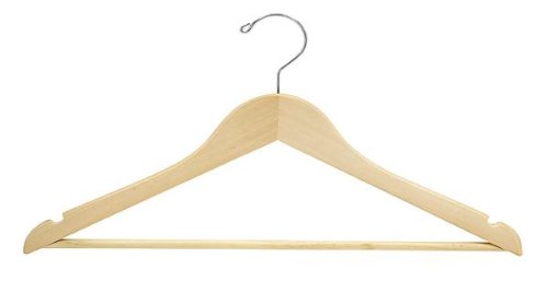 Natural & Chrome Flat Suit Hangers (Petite Size) - Pack of 100 - Premium Closet Organization for Dresses, Suits & Coats - Perfect for Retail Stores, Boutiques & Home Closets