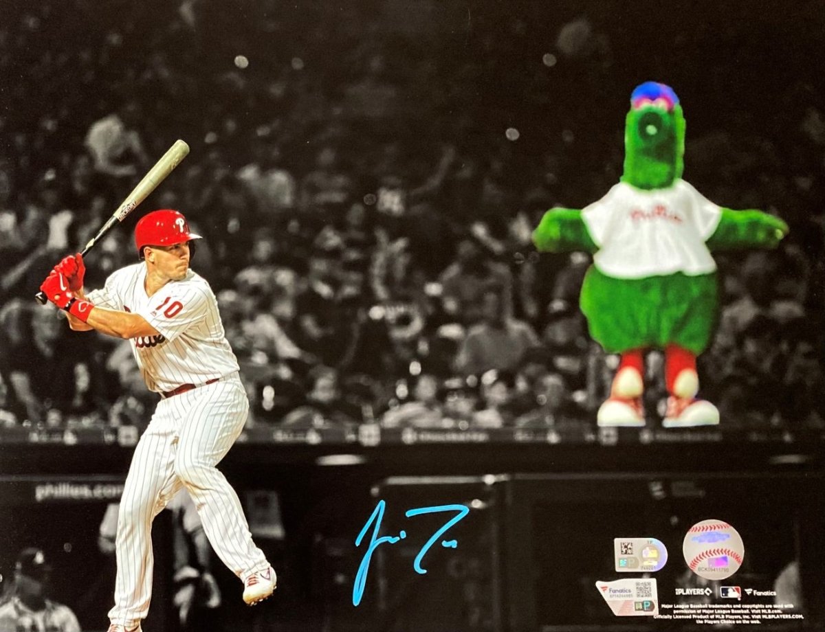 JT Realmuto Autographed 11x14 Philadelphia Phillies Baseball Photo with Phanatic - Officially Licensed Fanatics Memorabilia for Sports Collectors and Phillies Fans Display