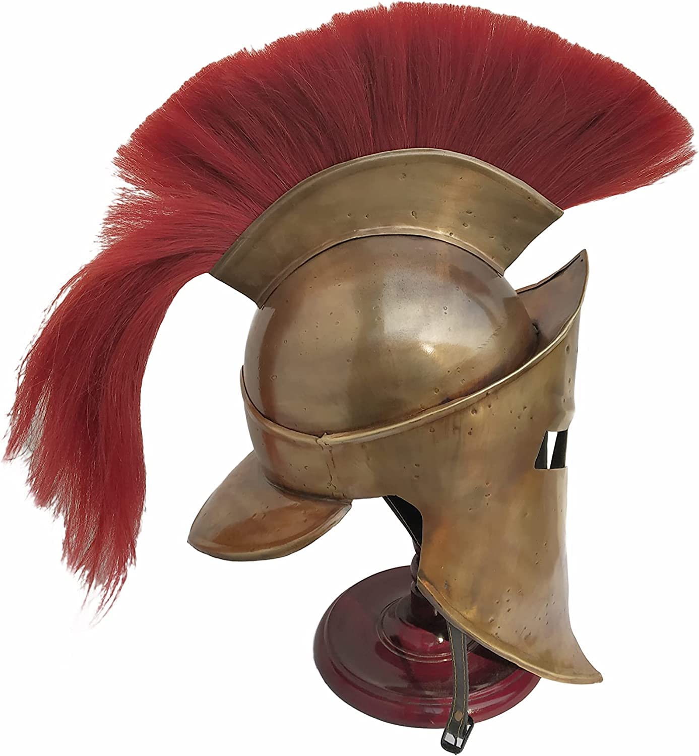 Authentic King Leonidas Spartan Helmet with Red Plume - Greek Roman Warrior Helmet Replica from Movie 300 - Men's Costume Headwear for Cosplay, Halloween & Historical Reenactment | Brass Medieval Armor by ALLORY TECH