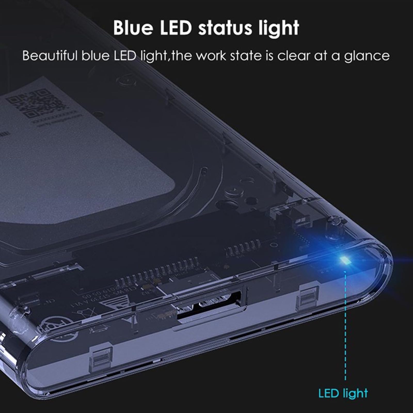 HOOLRZI 2.5 Inch USB 3.0 External Hard Drive Enclosure - 5Gbps SSD Case for Laptop & PC - Portable Storage Solution for Data Backup, File Transfer & Extra Storage Space