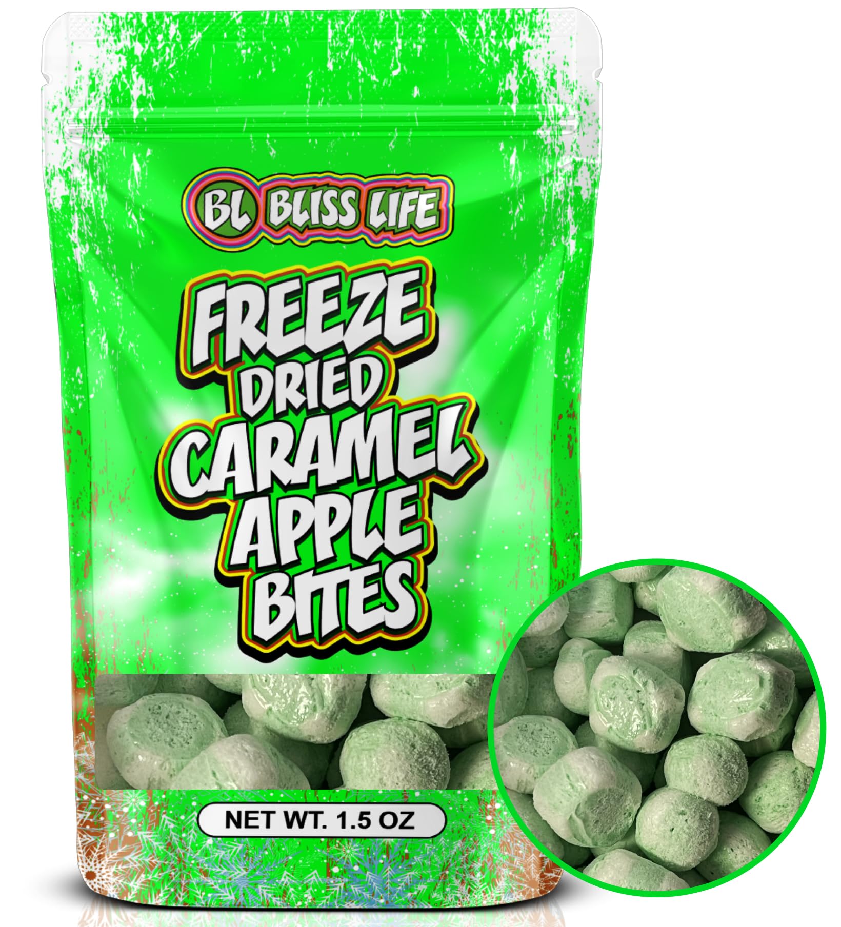 Freeze Dried Caramel Apple Bites - Crunchy Sweet & Sour Candy Snacks for Kids (1.5oz) | TikTok Viral ASMR Treat | Perfect for Lunchboxes, Halloween & Party Favors