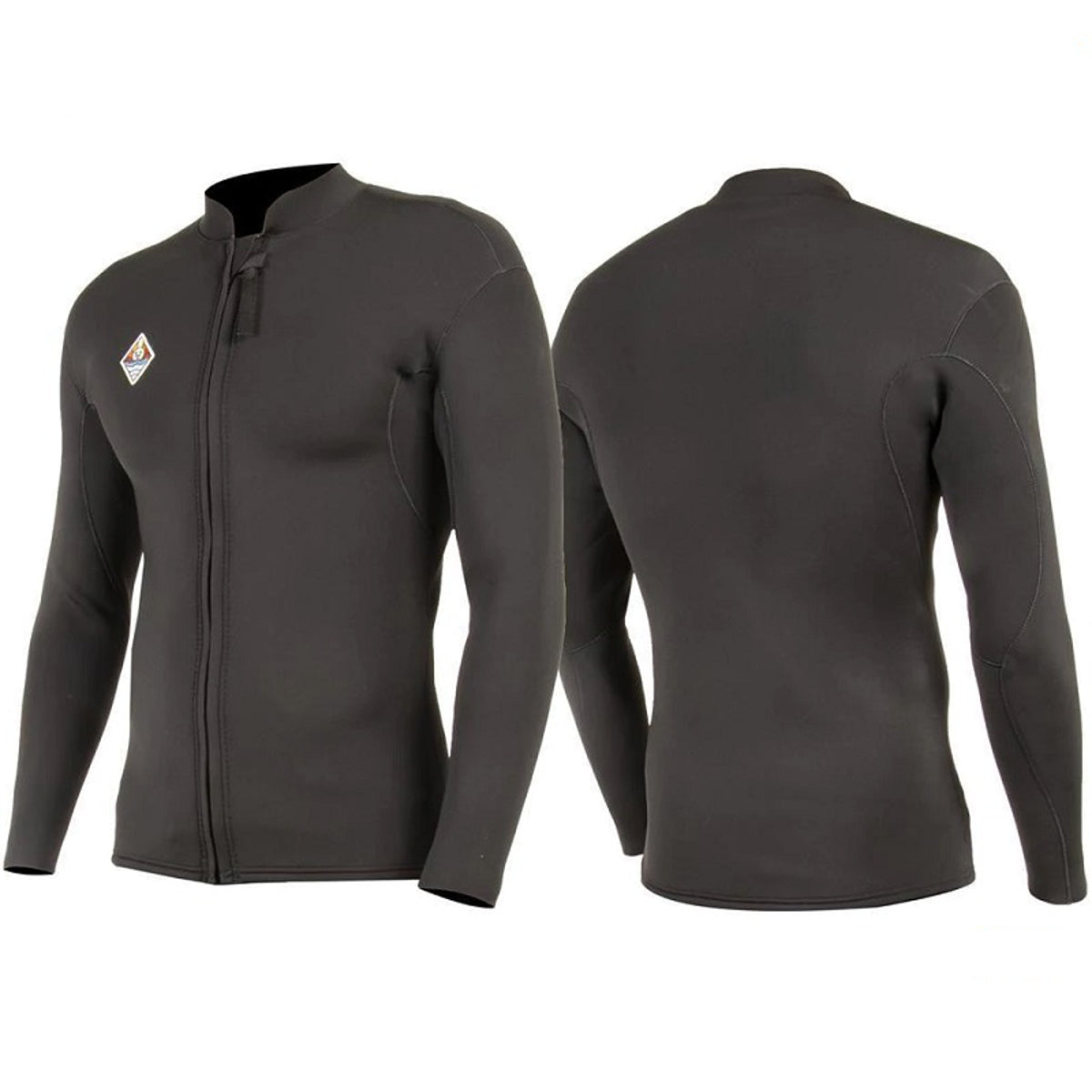 2mm Men's Vissla Solid Front Zip Wetsuit Jacket - Black | Surfing, Diving & Water Sports | Warm & Flexible Neoprene Protection