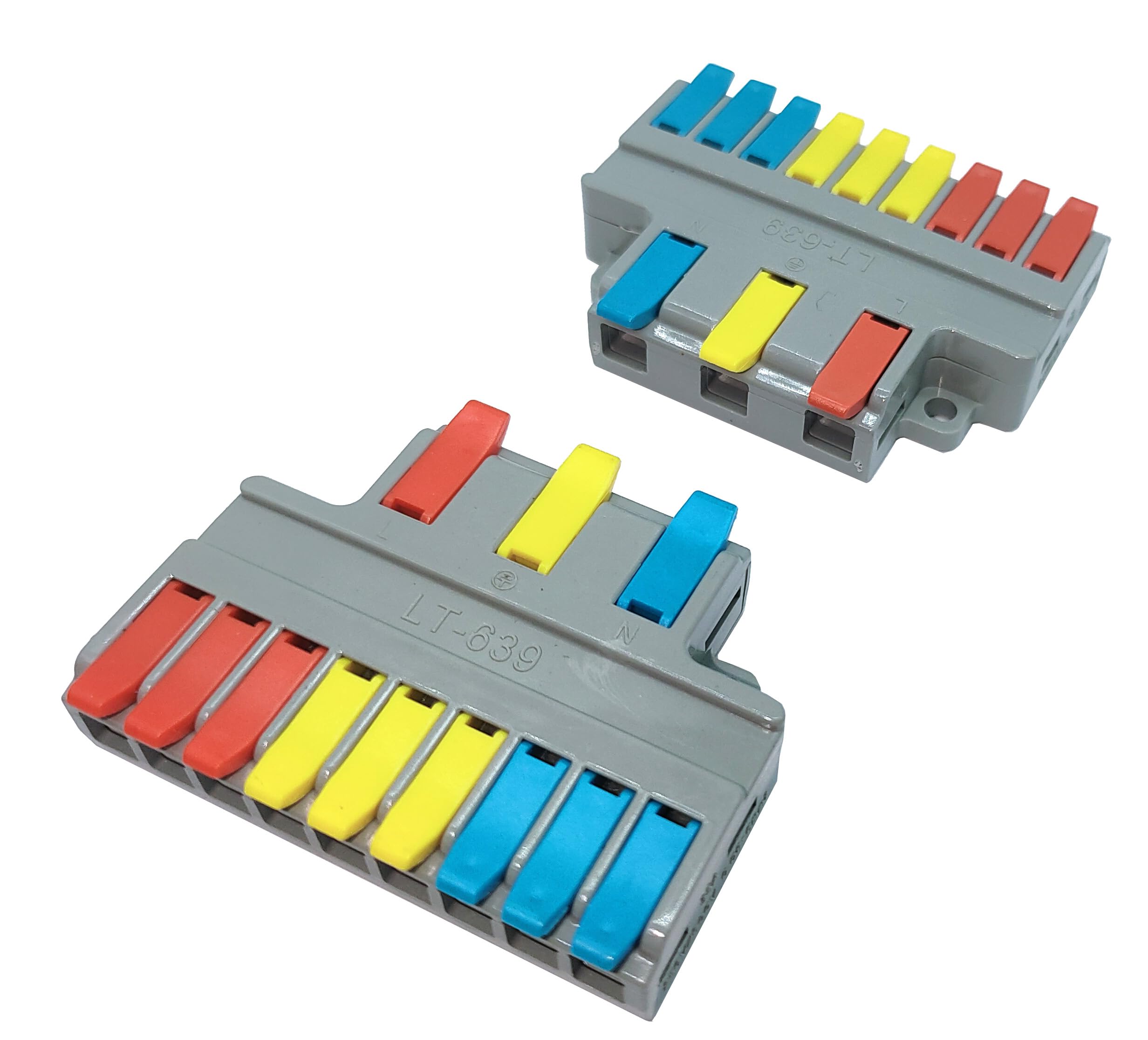 5PCS Compact Lever Wire Nut Connectors - 3 in 9 Out Quick Connect Terminals for 28-12 AWG Wires | Electrical Wiring, DIY Projects & Home Repairs