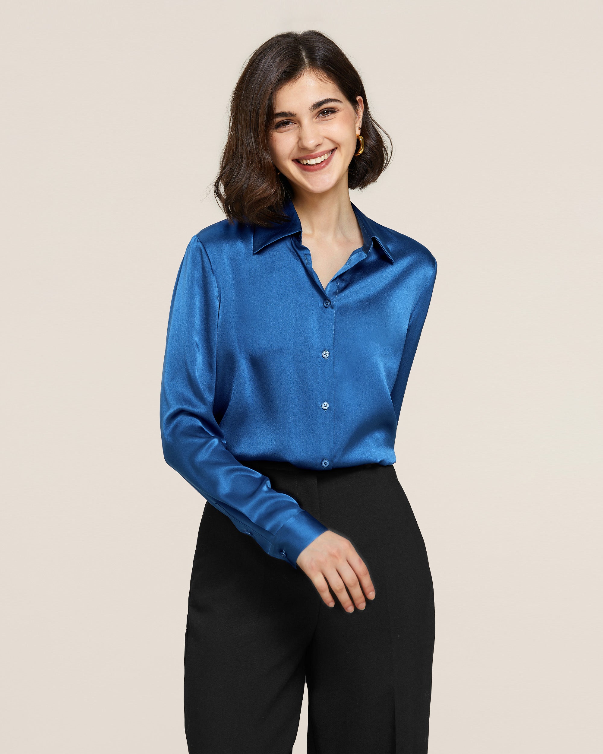 22MM Basic Versatile Silk Shirt for Women - Soft & Breathable Blouse for Office, Party & Casual Wear