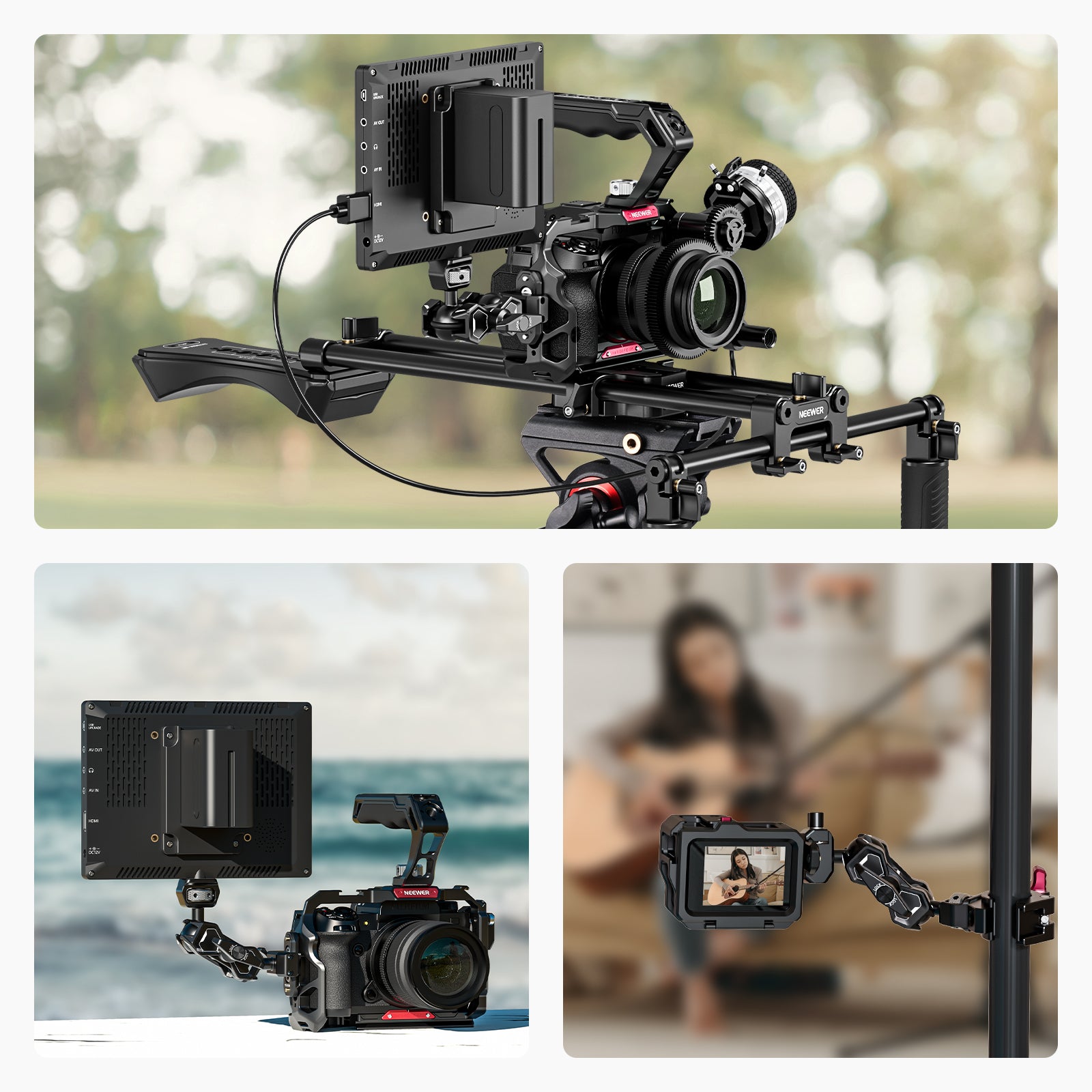NEEWER UA011 Flexible Articulating Magic Arm with Super Clamp - Adjustable Camera Mount for DSLR, Mirrorless, LED Lights, Microphones - Perfect for Photography, Videography, Live Streaming & Studio Setup