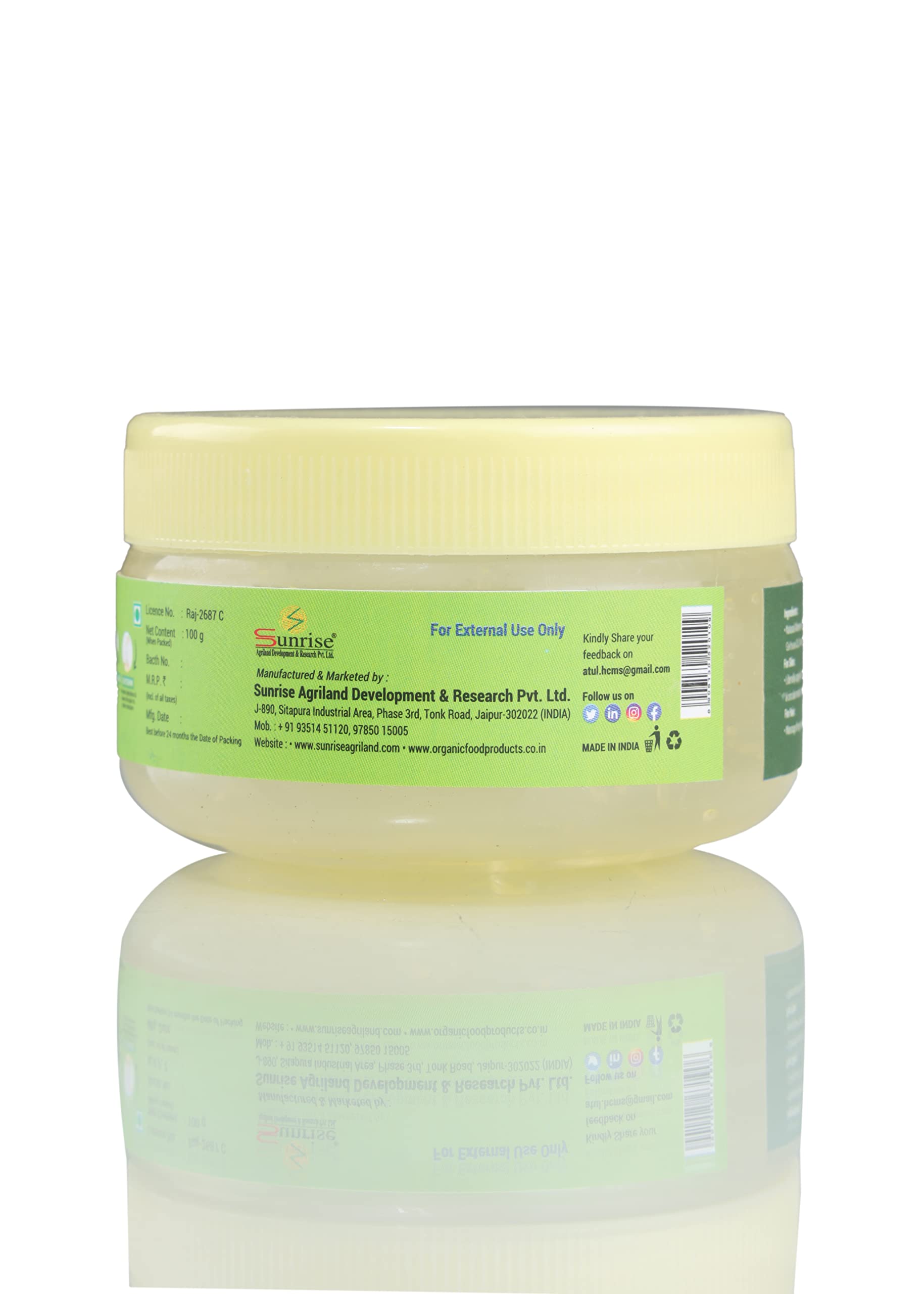 Natural Aloe Vera Gel for Face & Skin - 100% Pure Moisturizing Sunburn Relief, After Sun Care, Hair Treatment - 100g | Perfect for Sunburn, Dry Skin, Acne & Hair Hydration