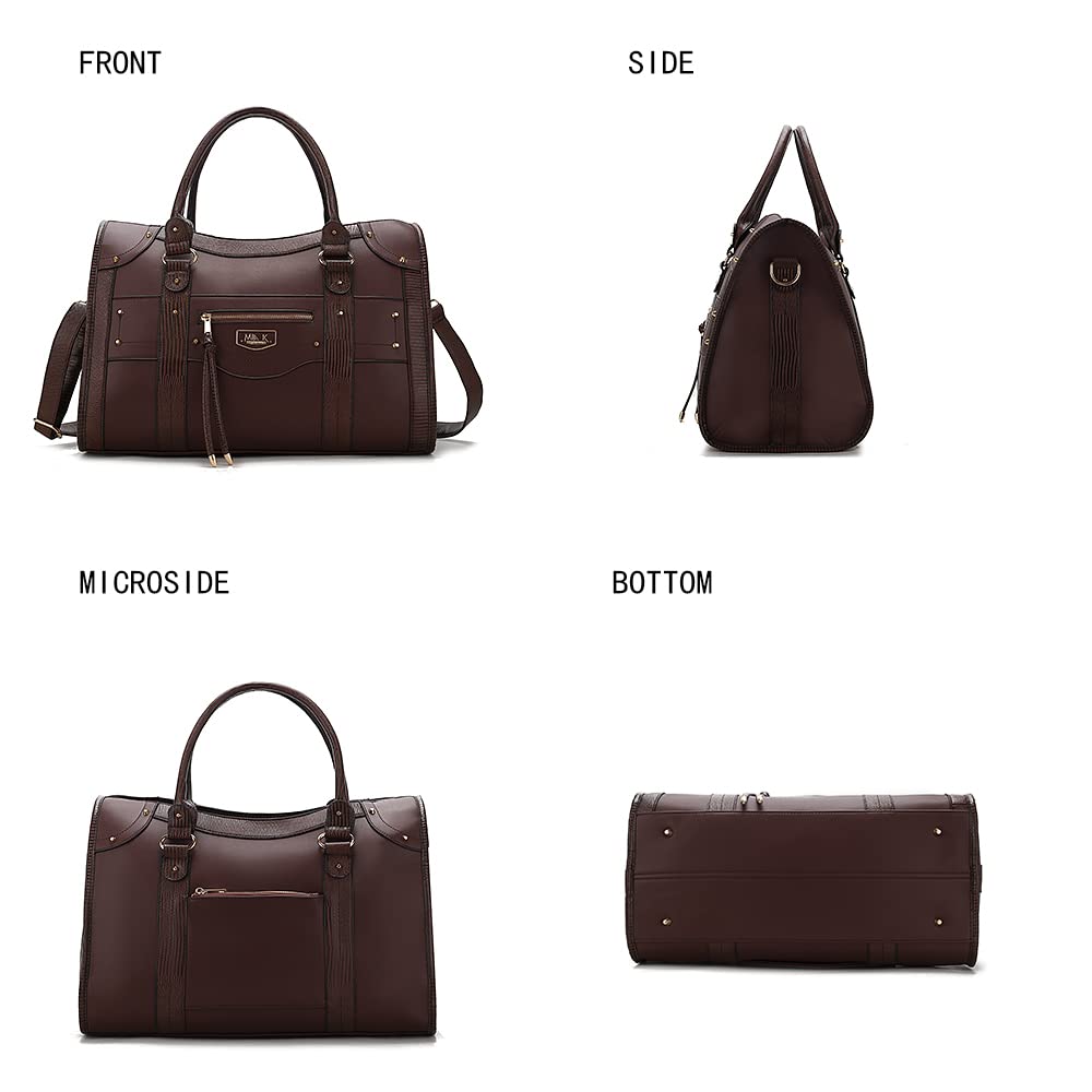 MKF Collection Women's PU Leather Duffle Bag - Large Cute Weekender Overnight Bag for Travel, Gym, Sleepover & Carry On Luggage | Perfect for Weekend Getaways, Business Trips & Sports Activities