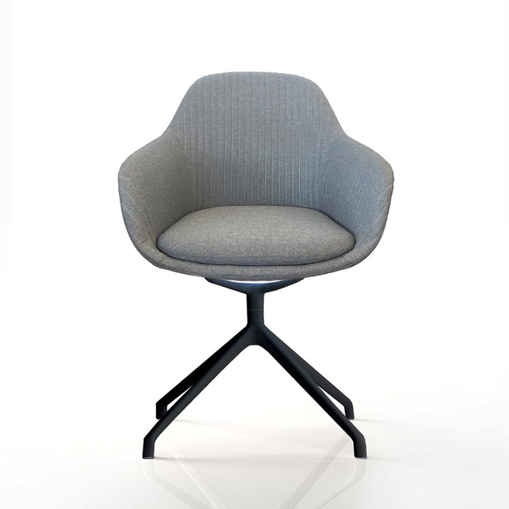 Ava Modern Grey Fabric Chair with Black Iron Base - Perfect for Living Room, Office, and Dining Room Decor