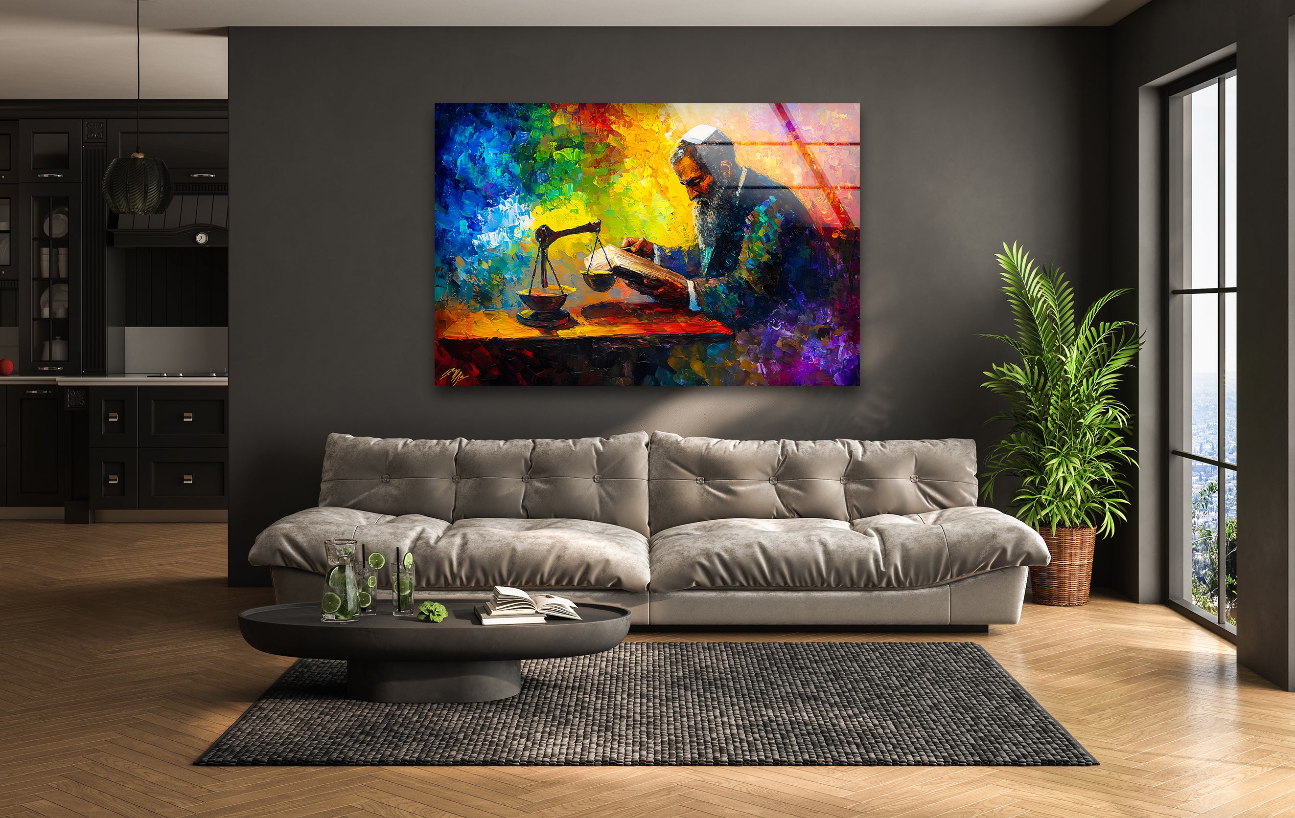 Original Afremov Hand-Painted Glass Wall Art - Vibrant Modern Home Decor for Living Room, Bedroom & Office