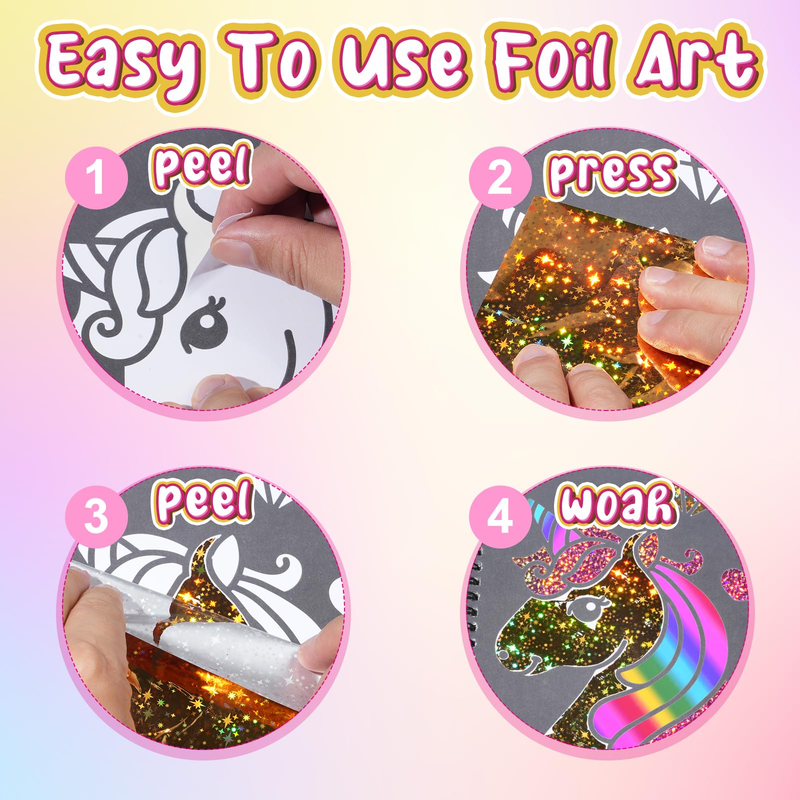Foil Craft Princess DIY Art Kit - No Mess Creative Foil Art Set for Kids Ages 4-9 | Fun Drawing Activity, Birthday Gift & Travel Toy for Girls & Boys | Perfect for Party Favors, Classroom Projects & Rainy Day Crafts