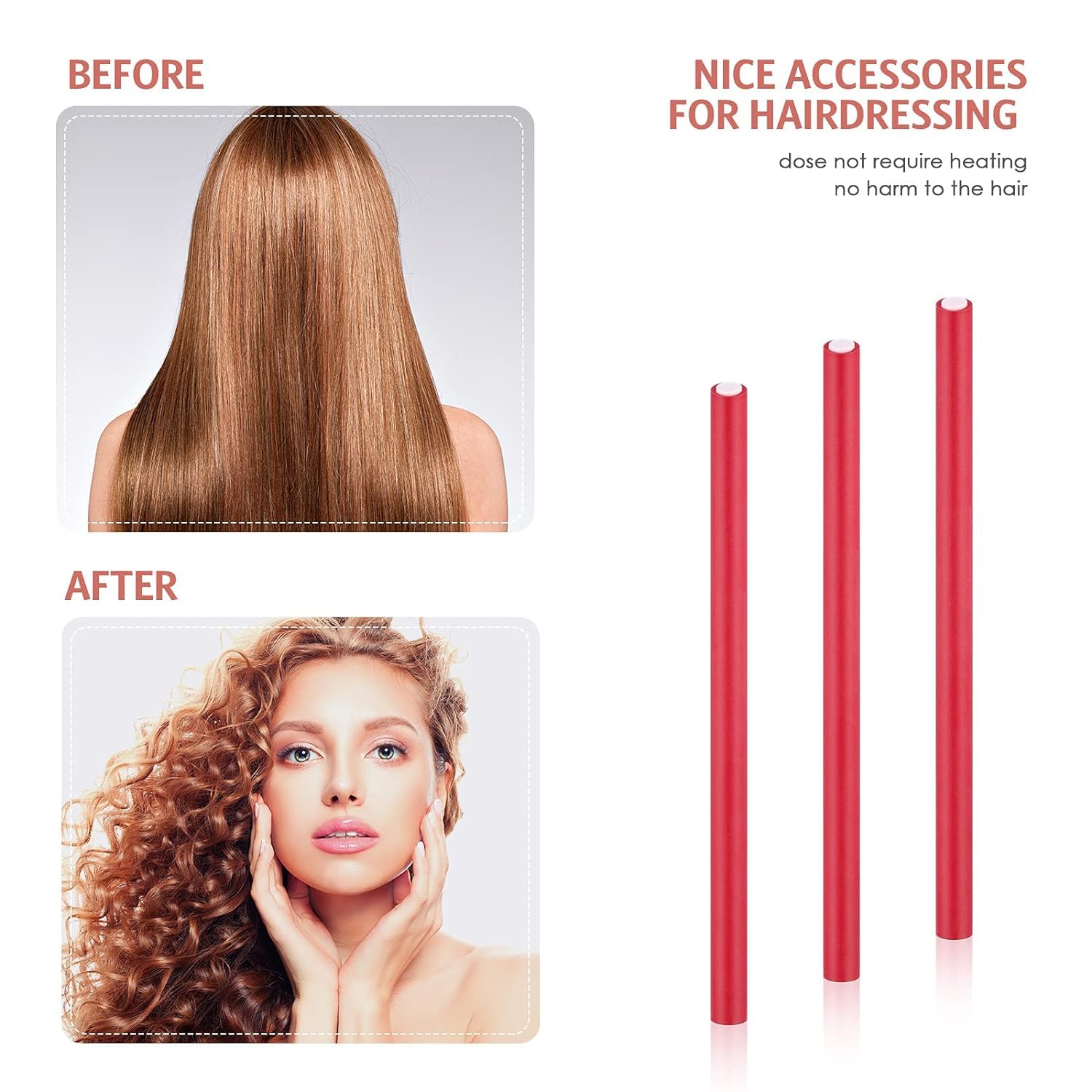10 Pack Lobe Miracle Soft Foam Hair Rollers - No Heat Flexible Curling Rods for Women & Girls, Long & Short Hair (9 x 0.39 Inch, Red) - Perfect for Overnight Curls, Salon-Quality Styling at Home, and Travel-Friendly Hair Care