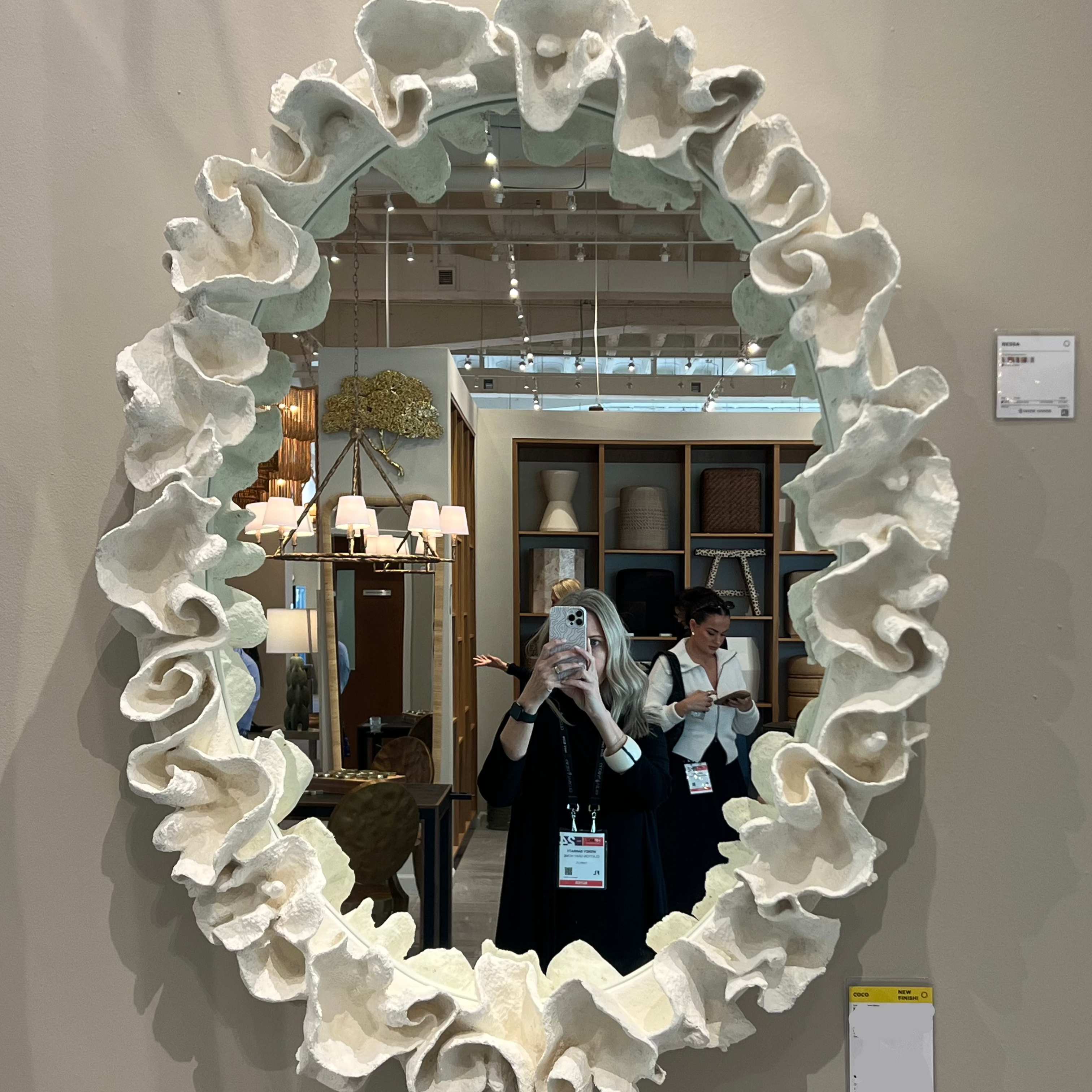 White Faux Coral Wall Decor - Coastal Home Decor for Bathroom, Living Room & Bedroom - Elegant Coco Mirror Design for Beach House Style
