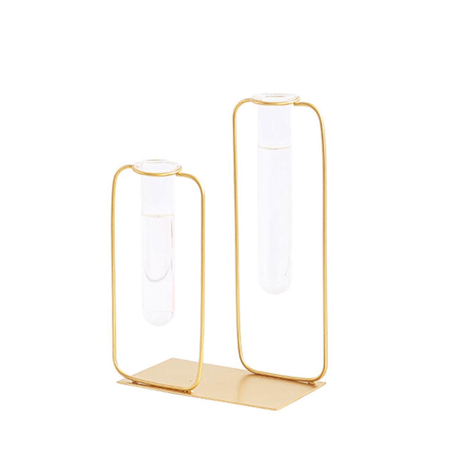 Golden Metal Outline Bud Vase with 2 Glass Containers - 13.5