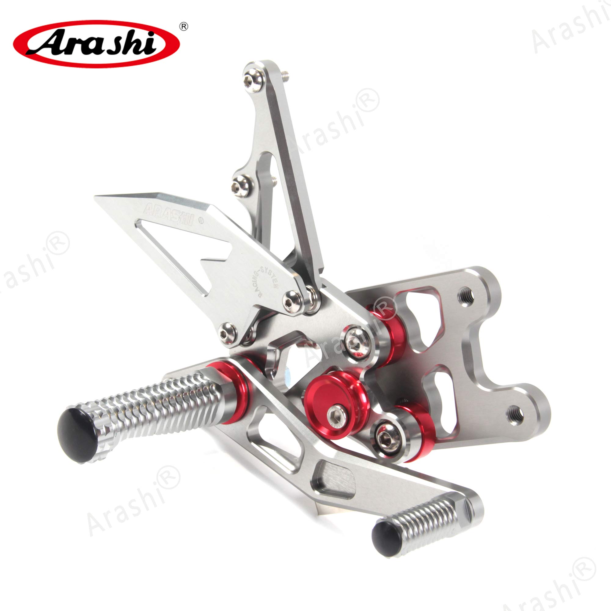 Arashi V2.0 Adjustable Rear Sets Foot Pegs for Suzuki GSXR 1000 2007-2008 | Motorcycle Racing Footrests | GSX-R1000 Accessories | Gray | Track & Street Performance Upgrade