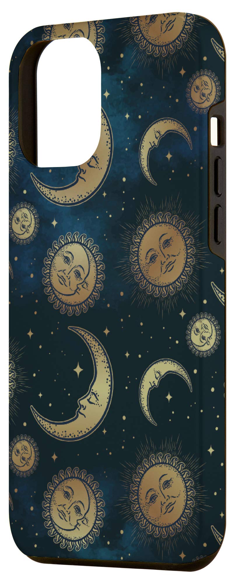 iPhone 12 Pro Max Vintage Celestial Case - Sun Moon Stars Design | Protective Phone Cover for Night Sky Lovers & Astronomy Enthusiasts