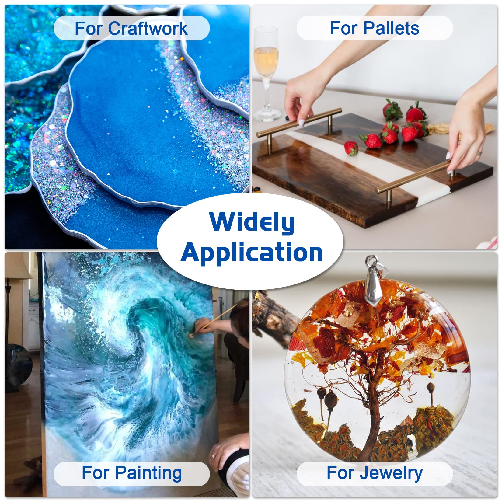 1 Gallon Clear Epoxy Resin Kit with Pigment & Glitter - Self-Leveling 1:1 Casting Resin & Hardener for River Tables, Jewelry Making, Mold Casting - Perfect for DIY Art Projects, Home Decor, and Crafting Supplies