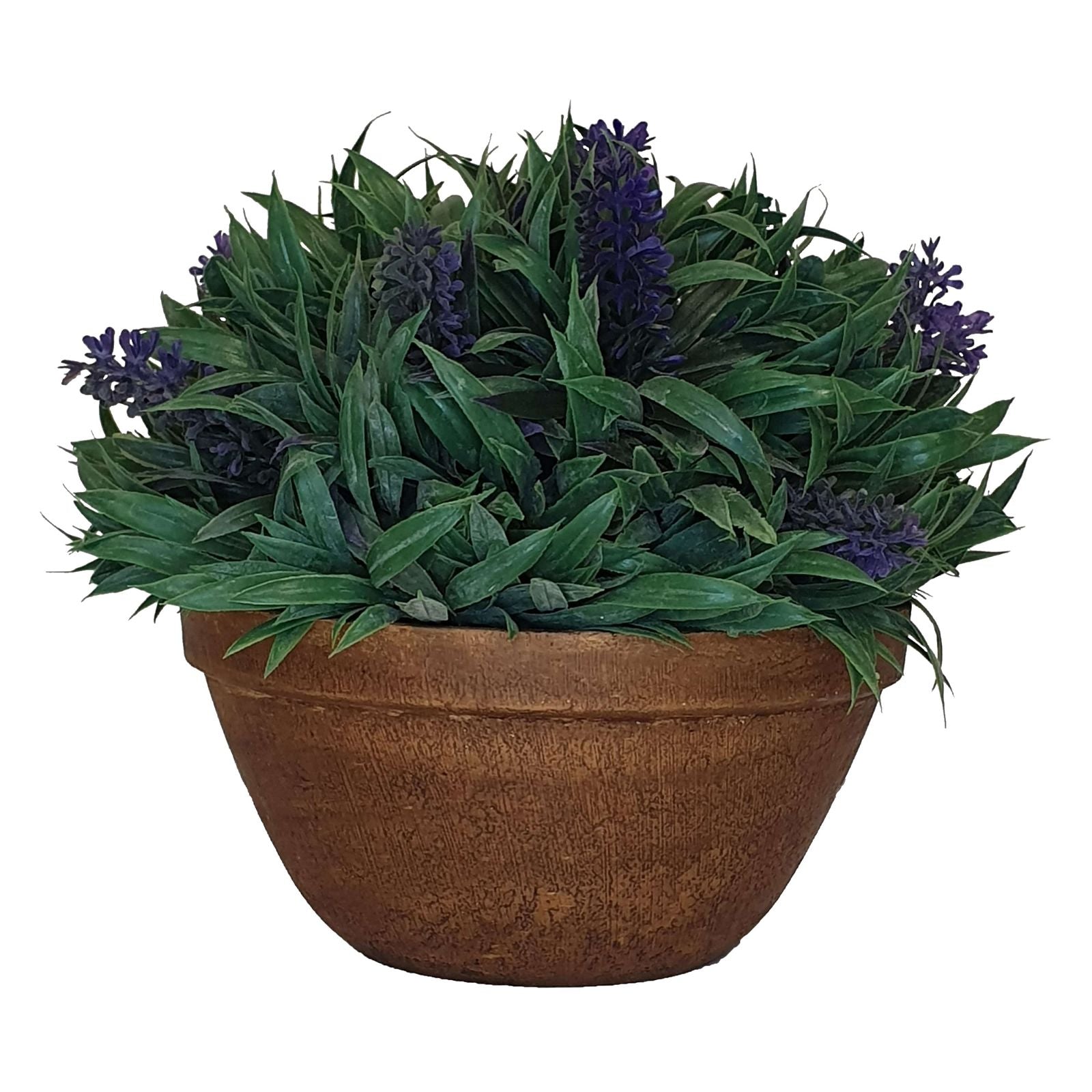 20cm Artificial Green Plant with Purple Flowers - Criterion Fake Plant for Home Decor, Office Desk, and Indoor Spaces