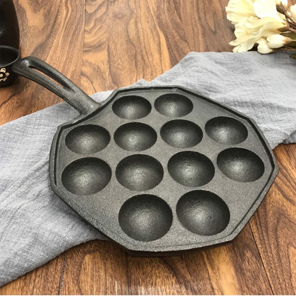 DOITOOL Cast Iron Octopus Ball Maker Pan - Nonstick 12-Hole Grill Pan for Stovetop, Egg Ball Baking & Takoyaki - Perfect for Home Cooking, Party Snacks & Japanese Street Food Style