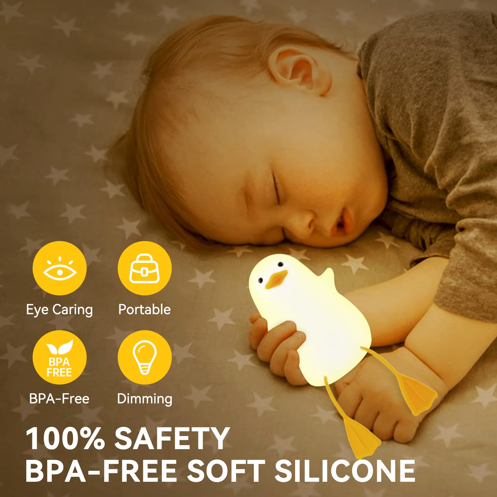 iKALULA Night Light for Kids - Adjustable Brightness & Timer, Rechargeable LED Baby Night Light, Silicone Seagull Design - Perfect Gift for Newborns, Christmas, Nursery, Bedroom, and Travel Use