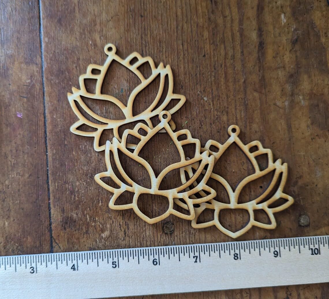 Haoser Pack of 10 Wooden Lotus Cutouts for DIY Crafts, Home Decor & Festival Decorations | 3x2 Inch MDF Wood Lotus Shapes for Wall Art, Wedding, Party & Mandala Projects – Perfect for Creative Projects & Spiritual Decor