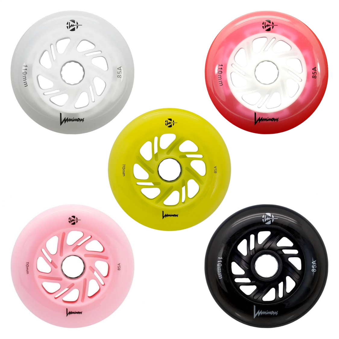 Luminous LED Inline Wheels 110mm 85a - High Visibility Light Up Skate Wheels for Night Skating, Rollerblading & Outdoor Sports