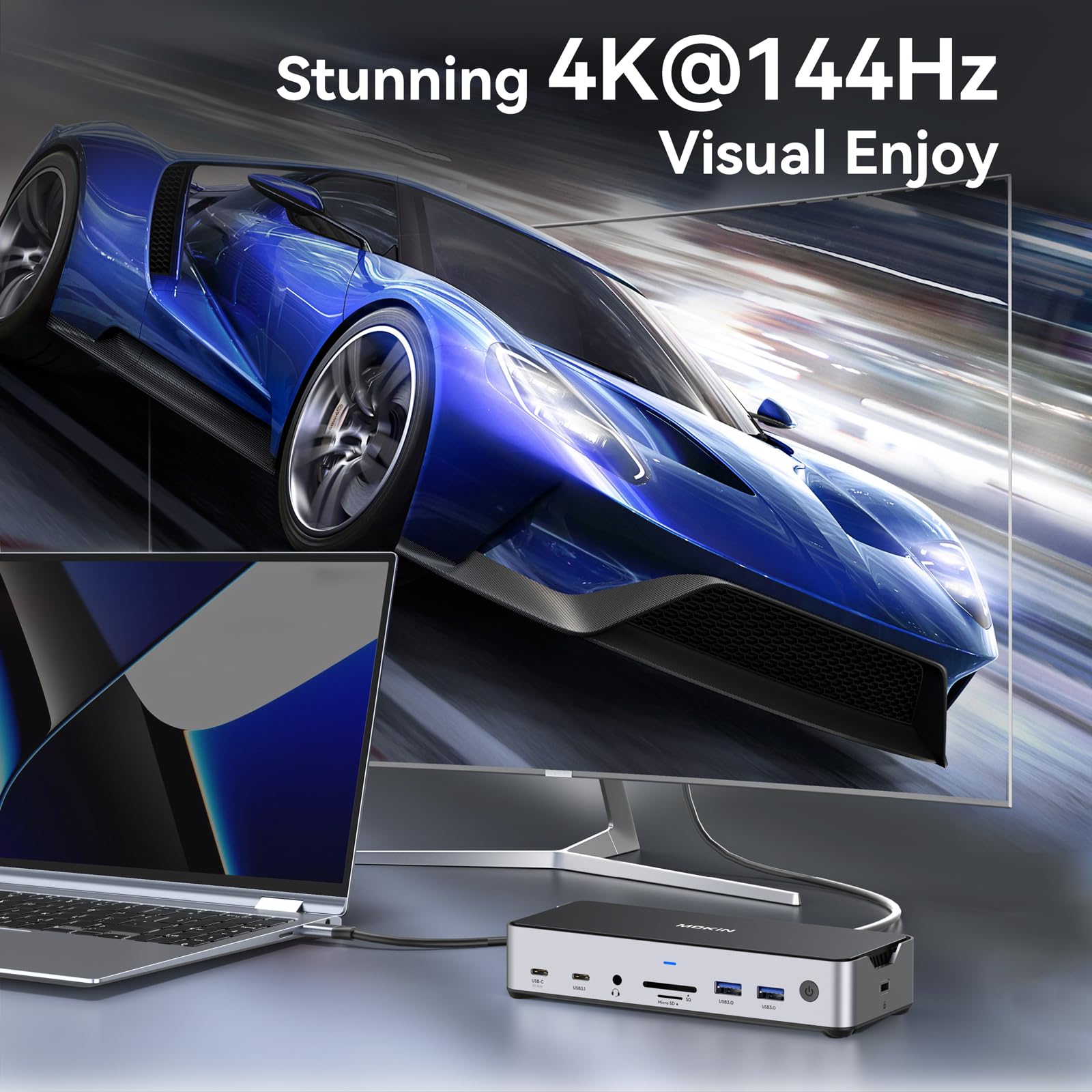 8K USB C Laptop Docking Station - 15-in-1 Triple Monitor Dock with HDMI, DisplayPort, 100W PD, 6 USB Ports, Ethernet, SD/TF Card Reader - Compatible with Dell/HP/MacBook/Lenovo - Perfect for Home Office, Gaming & Multi-Screen Workstations