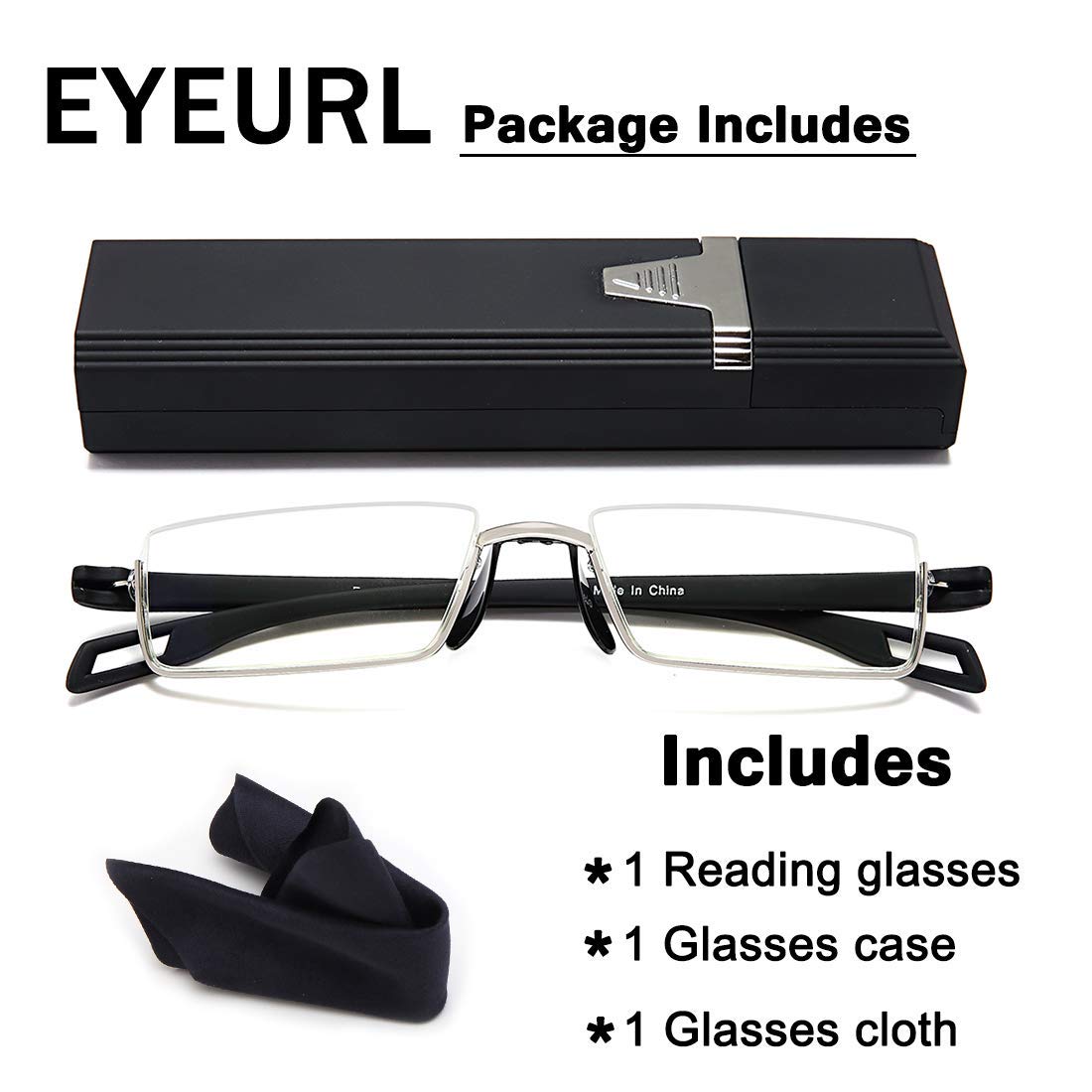 Blue Light Blocking Reading Glasses for Men & Women - Half-Rim Computer Readers with Thin Optics (0.0 Strength) - Perfect for Office Work, Screen Time & Digital Eye Strain Relief