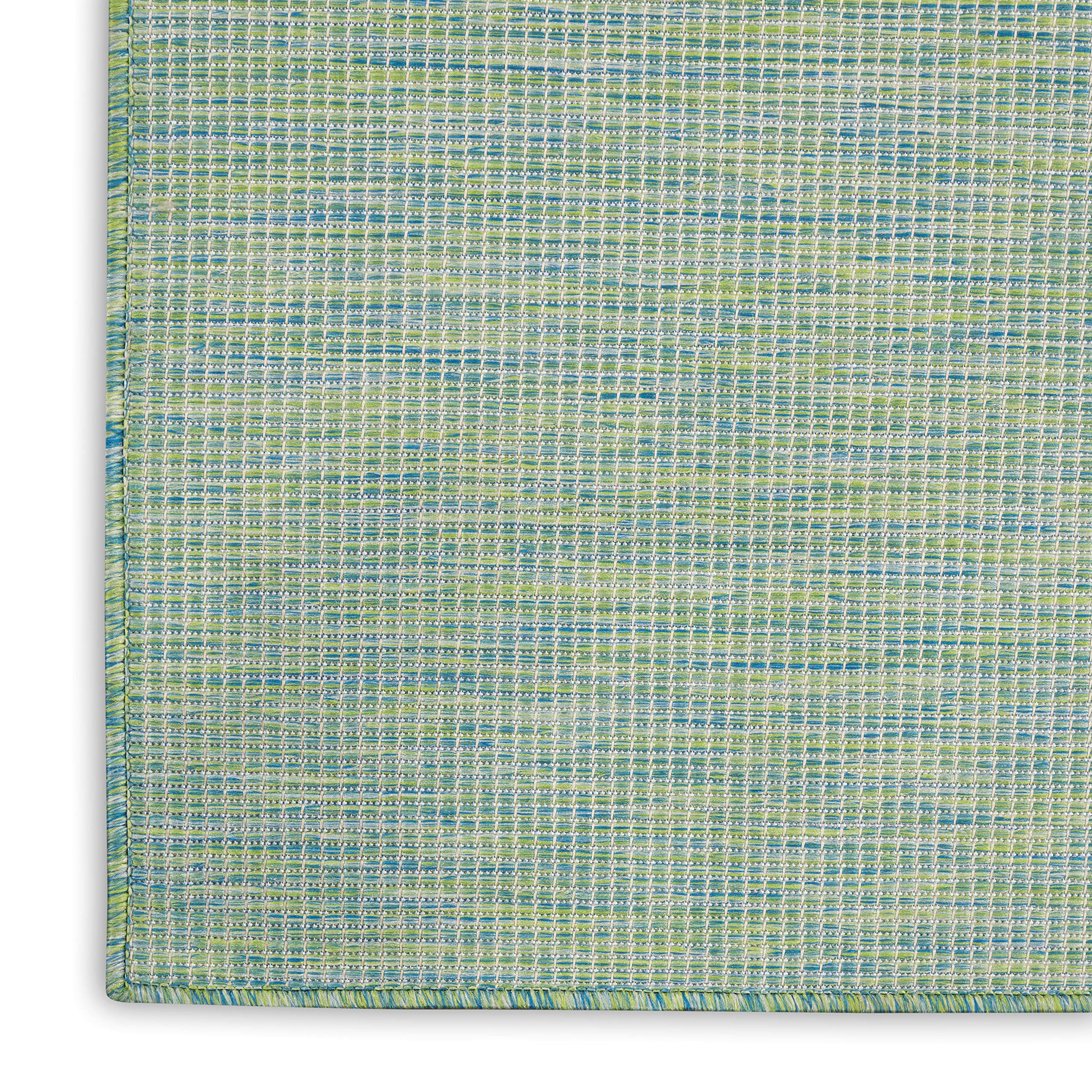 Nourison Positano 9' x 12' Indoor/Outdoor Area Rug - Blue & Green Striped Design, Easy to Clean, Non-Shedding, Stain Resistant | Perfect for Living Room, Bedroom, Dining Room, Backyard, Deck & Patio Decor (9x12)