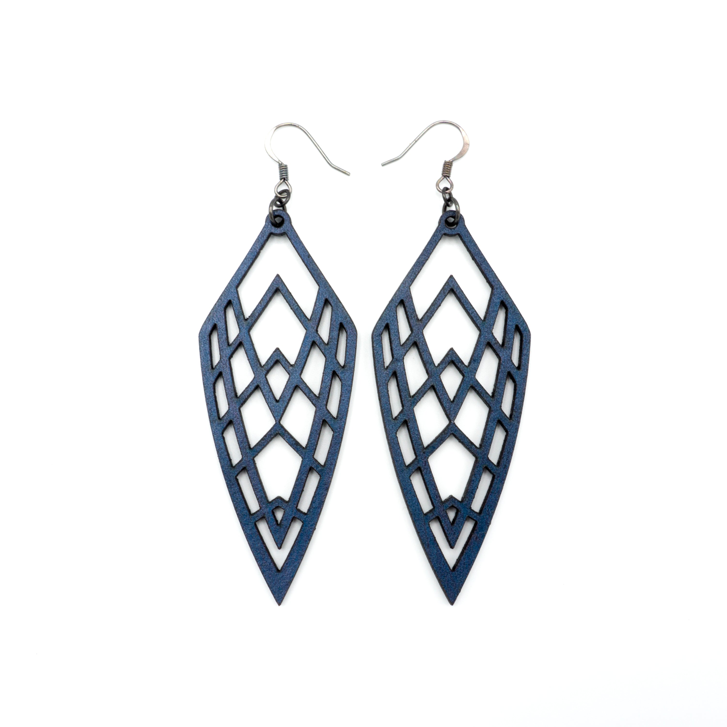 Arrowhead 01 Leather Earrings for Women - Navy Blue Handmade Dangle Drop Earrings | Boho Chic Jewelry for Casual Wear, Parties & Special Occasions