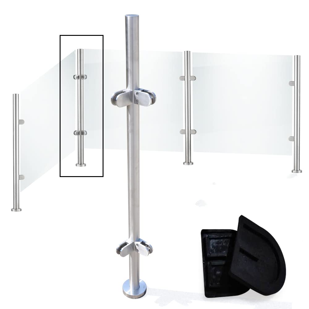 TBVECHI 316 Stainless Steel Glass Railing Corner Post - 110cm Height - Durable Outdoor Balcony & Stair Railing System for Modern Homes & Decks