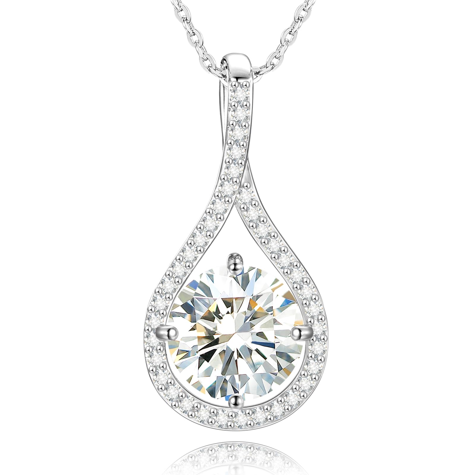 Moissanite Necklace for Women - 925 Sterling Silver 18K Gold Plated 0.5-6.0CT Diamond Alternative Pendant Jewelry Gift for Anniversary, Birthday, Wedding - Perfect for Wife, Mom, Girlfriend - Elegant for Date Night, Party & Special Occasions
