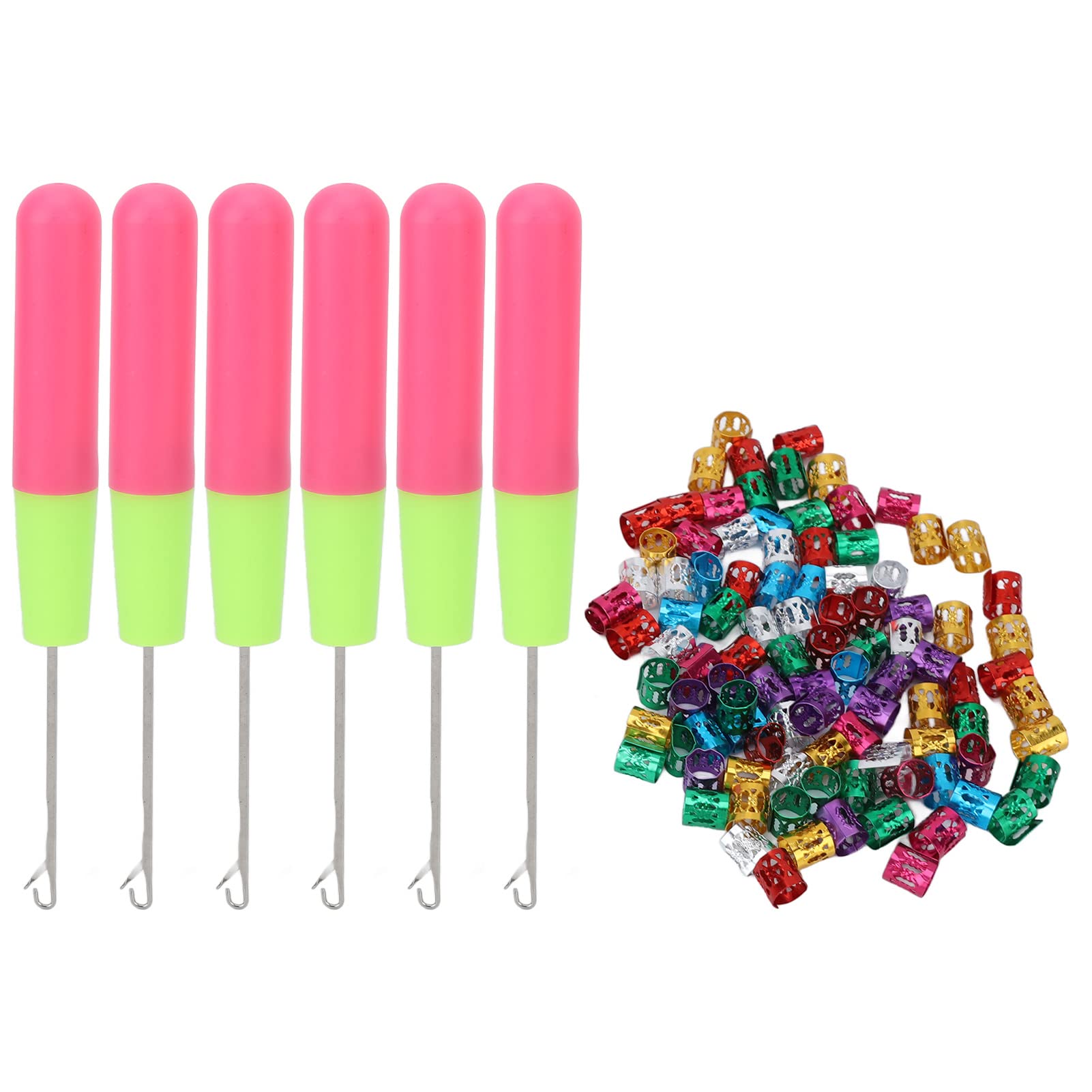 Agatige 106-Piece Crochet Hook Set for Hair Extensions & Dreadlocks - Professional Hair Needles, Loop Rings & Braiding Tools for Natural Hair Styling - Perfect for DIY Hair Braids, Locs Maintenance & Hair Decorations