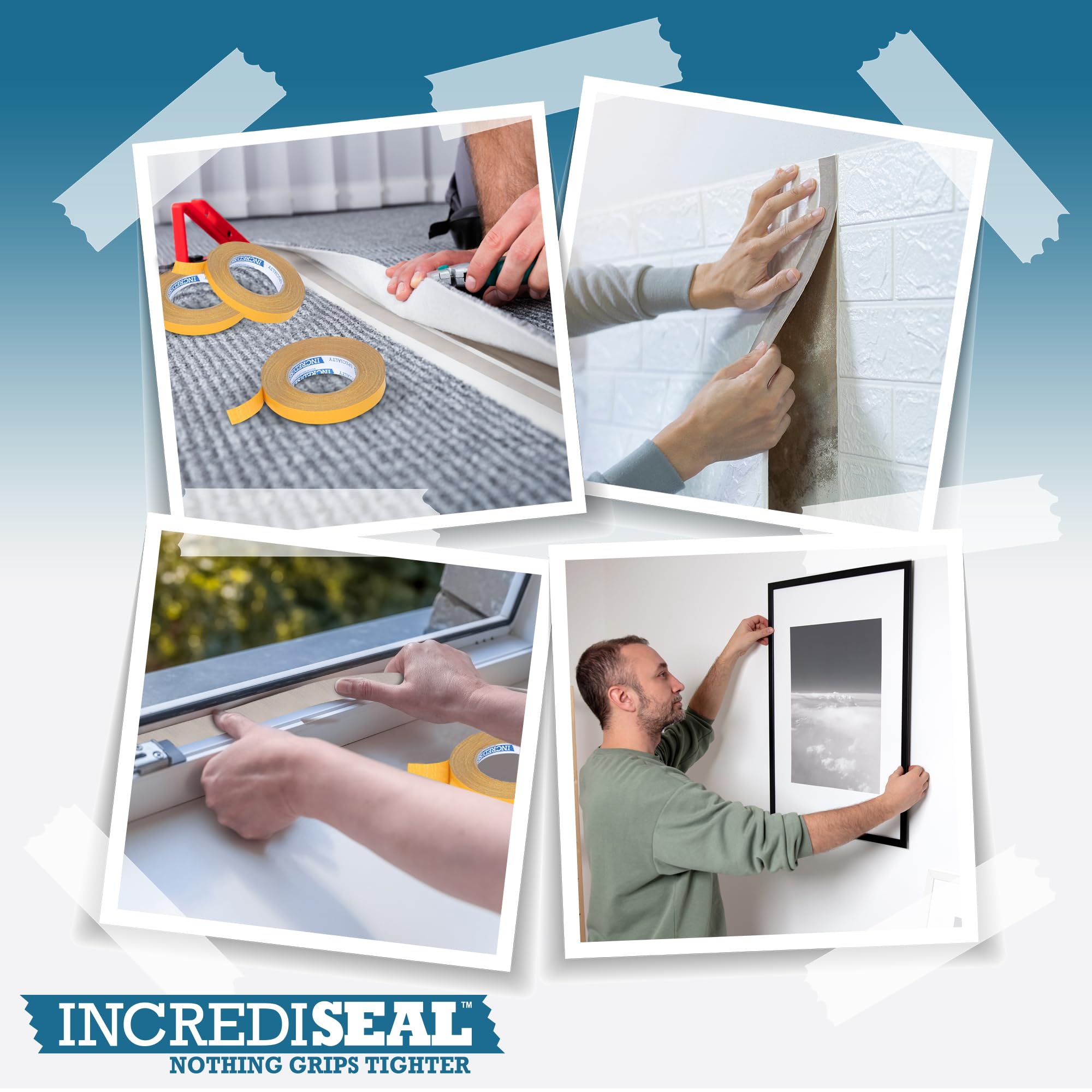 IncrediSeal 1/2 Inch Double Sided Fiberglass Reinforced Mounting Tape - Heavy Duty Permanent Bonding Adhesive - 12 Rolls (36 Yards/108 Feet) 9.0 Mil Thick - Ideal for Crafts, Home DIY Projects, Sign Mounting & Automotive Trim Installation