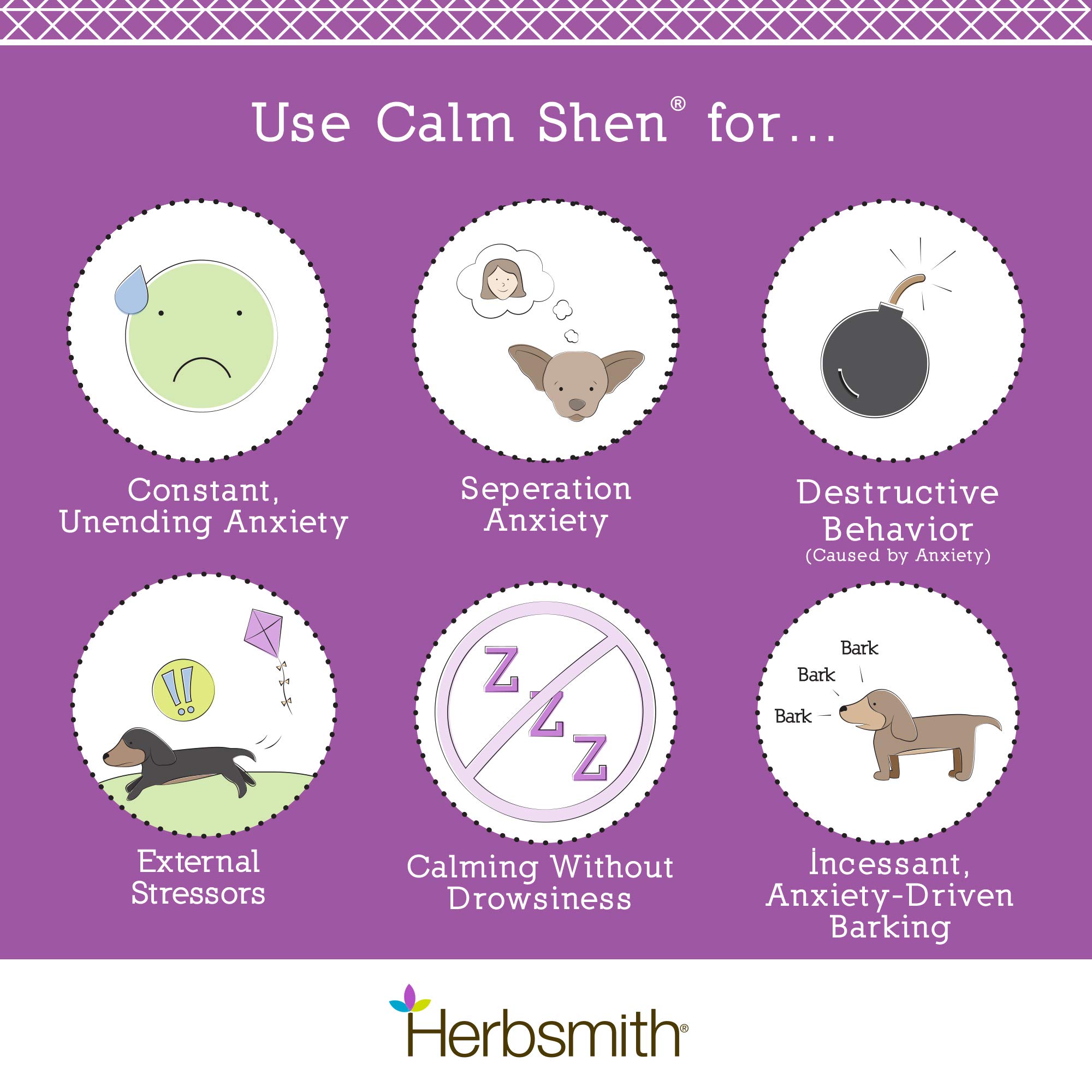 Herbsmith Calm Shen – Natural Herbal Anxiety Relief for Dogs & Cats – Calming Supplement with Chamomile & Valerian – 270 Tablets – Perfect for Travel, Vet Visits & Thunderstorm Stress