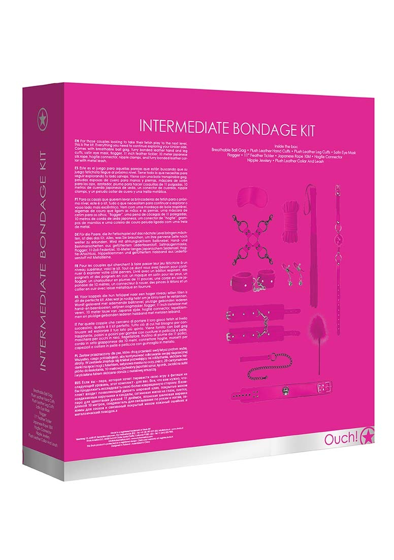 11-Piece Pink Intermediate Bondage Kit with Restraints & Accessories - OU372PNK for Couples, BDSM & Sensual Play