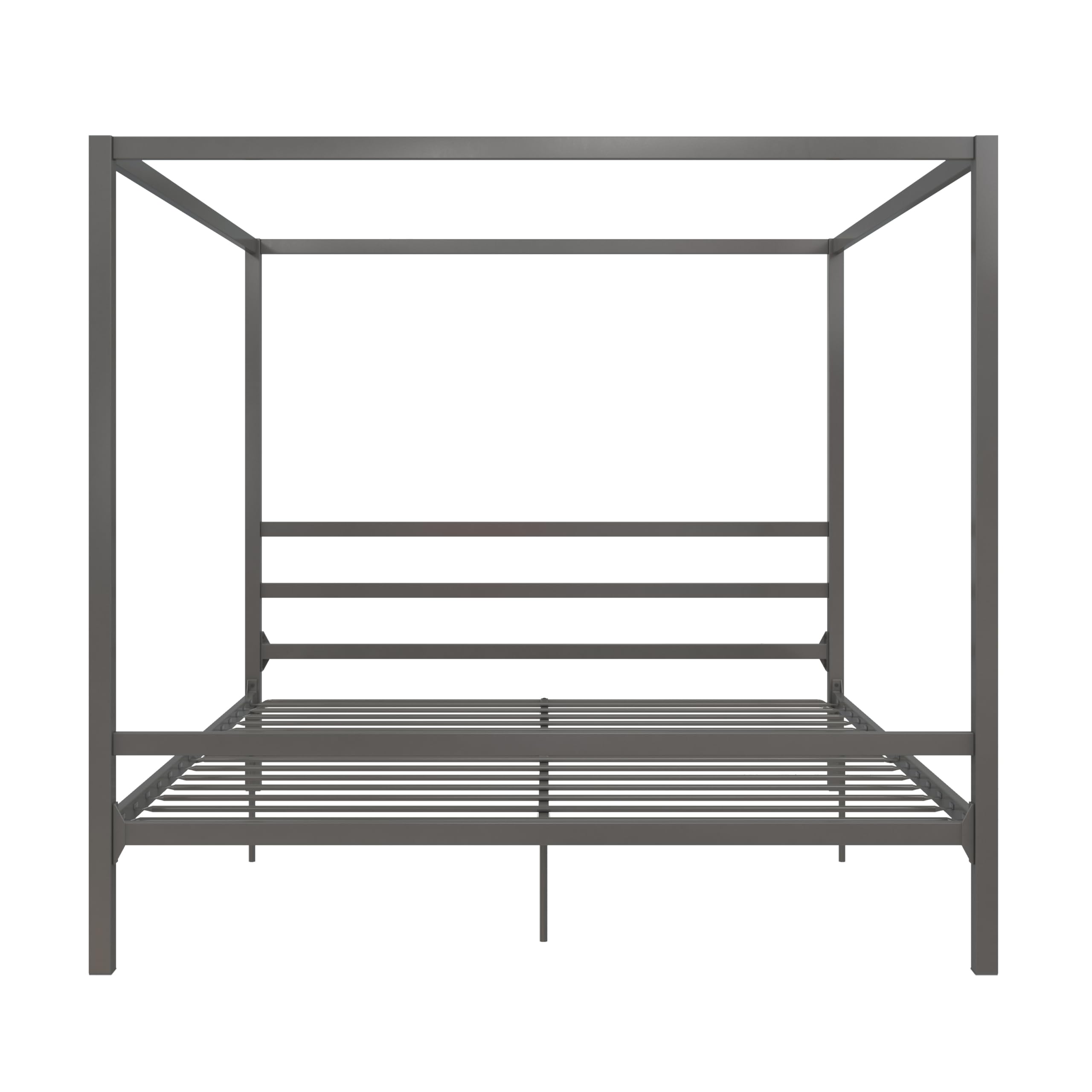 DHP King Metal Canopy Bed Frame - Modern Platform Bed with Built-In Headboard, Sturdy Steel Frame, No Box Spring Needed in Gunmetal Gray - Perfect for Master Bedroom, Guest Room & Modern Home Decor