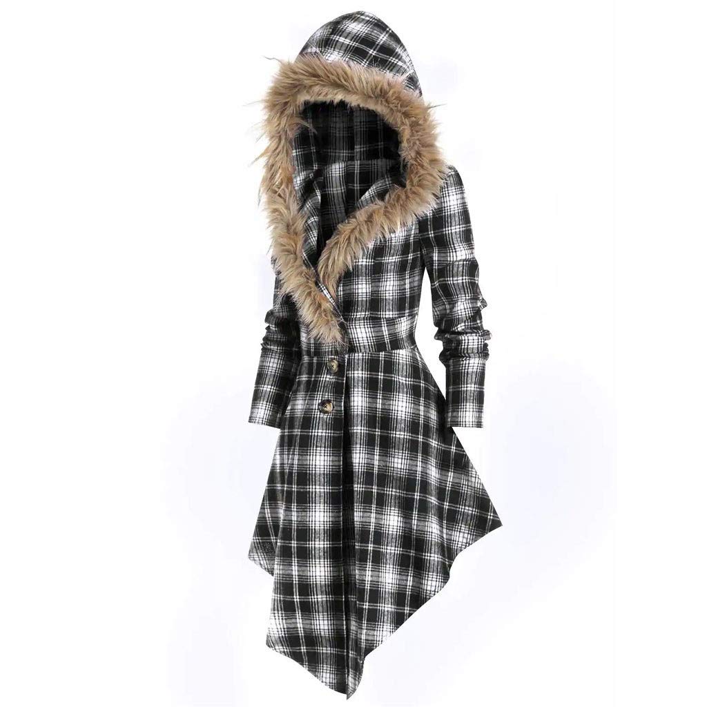 Women's Long Sleeve Plaid Print Hooded Button Up Asymmetrical Top - Soft Plush Fleece Shirt for Moms, Casual Fashion & Layering - Perfect for Fall Outfits, Coffee Dates and Weekend Errands