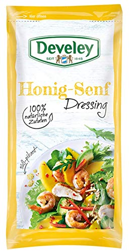 Organic Honey Mustard Salad Dressing - Sweet & Spicy Flavor | 100% Natural Ingredients | Gluten Free & Vegetarian | 5 x 75ml Bottles | Develey Germany | Perfect for Salads, Sandwiches & Dipping Sauces