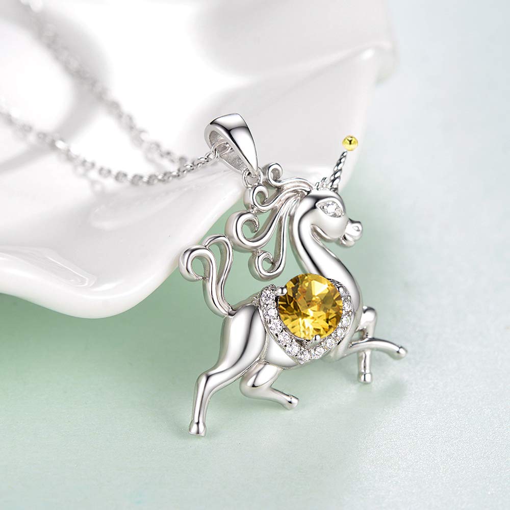 Dorella 925 Sterling Silver Animal Pendant Necklace with November & December Birthstones - Blue Topaz & Citrine Jewelry Gift for Women | Christmas, Birthday, Anniversary Present for Her | Perfect for Holiday Gifting & Special Occasions