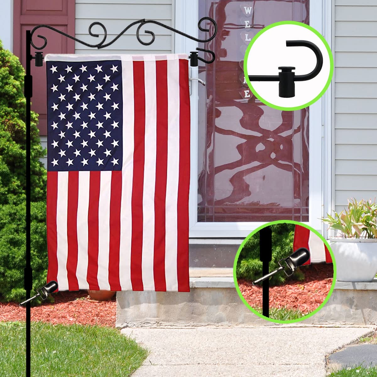 12-Piece Garden Flag Rubber Stoppers with Metal Tiger Clips & Springs - Durable Flag Stand Accessories for Outdoor Decor, Yard Signs & Seasonal Displays