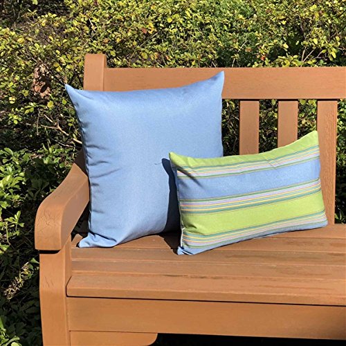 Sunbrella Outdoor Pillow Set of 2 - 12x19 Inch Bravada Limelite Pattern with Insert - Waterproof & UV Resistant Cushions for Patio, Poolside, Garden Furniture Decor