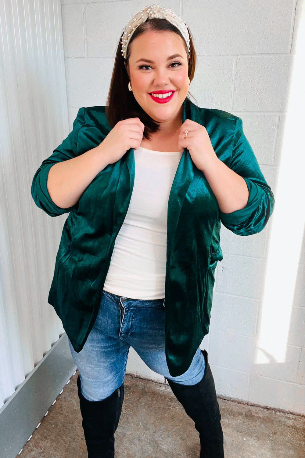 Elegant Hunter Green Velvet Blazer for Women - Formal & Evening Wear - Perfect for Weddings, Parties & Office Events